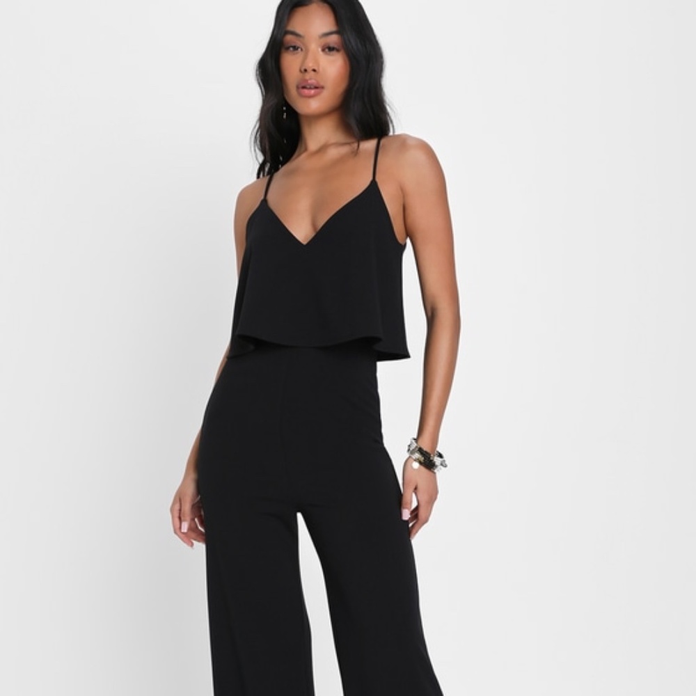 Lulus Make It A Date Black Sleeveless Wide-leg Jumpsuit - Size L